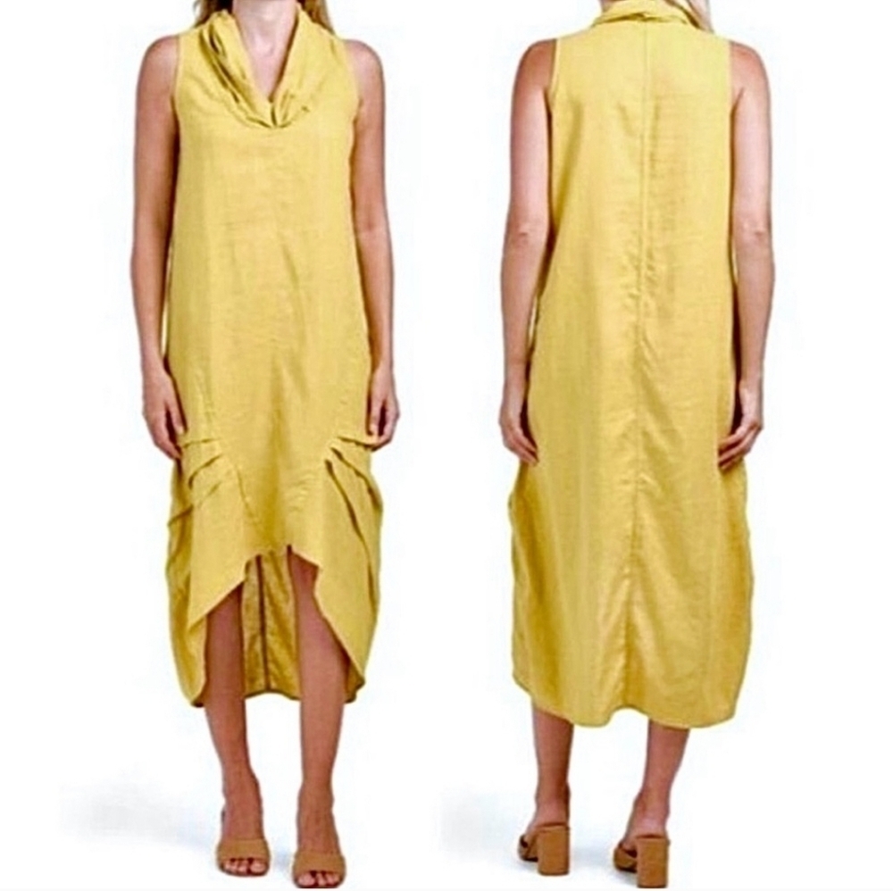 Cynthia Rowley Women Linen Blend HiLo Maxi Dress. Cowl Neck Lagenlook. Size Medi - Picture 2 of 8